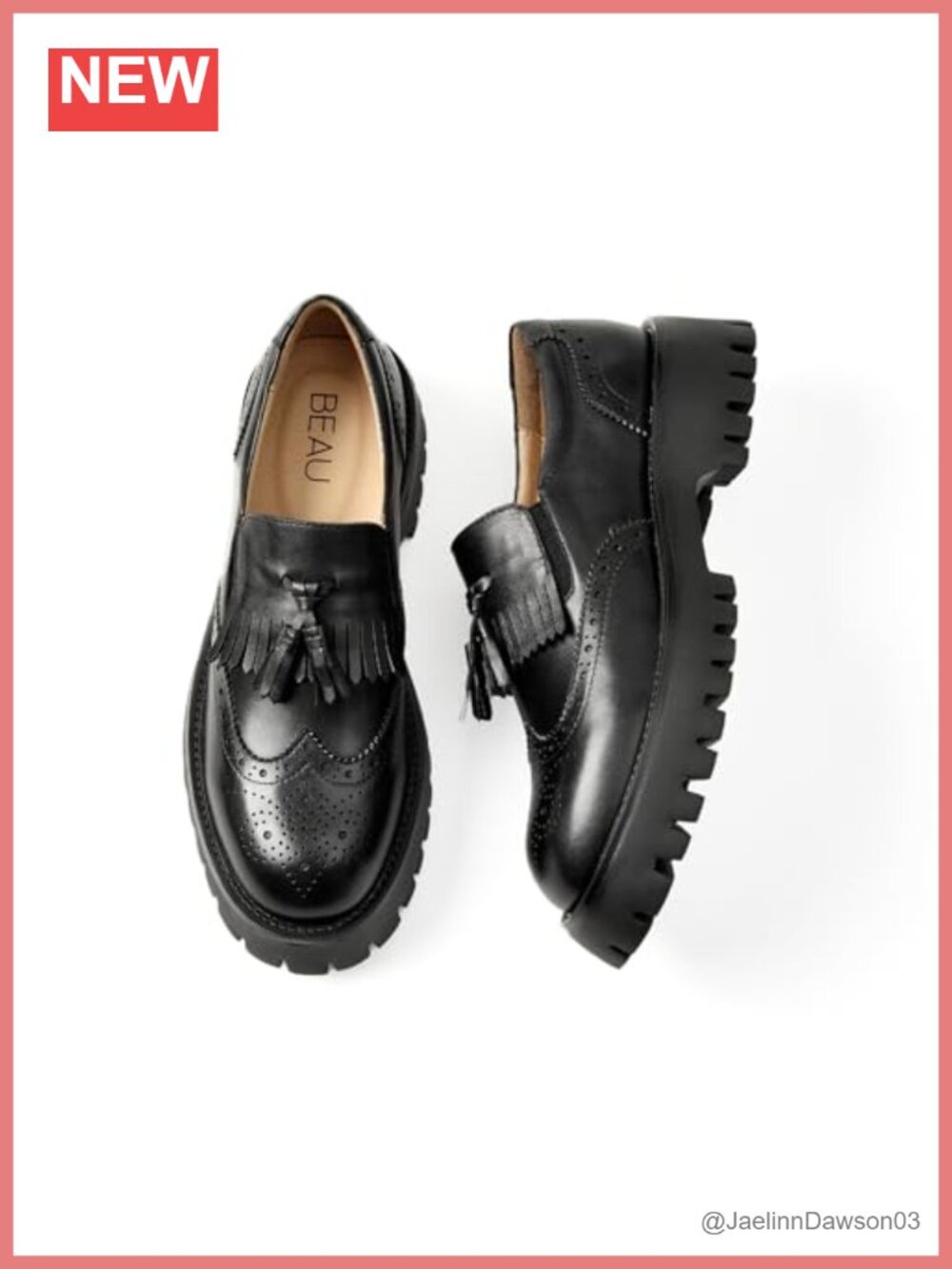 Genuine Leather Chunky Lug Sole Tassel Loafers Slip On Women's Comfortable